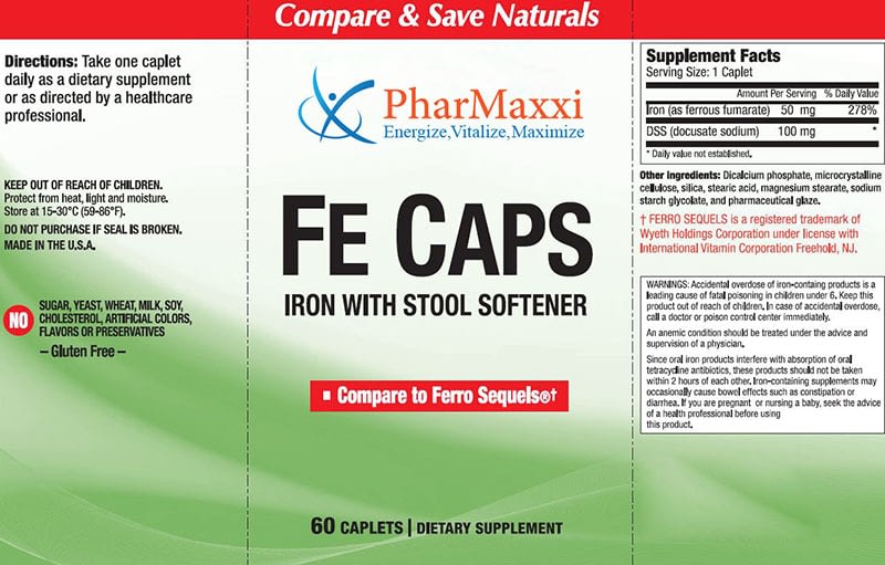 Fe Caps With Stool Softener Pharmaxxi Vitamins Dietary Supplements Health Products Maxxi Prp Aesthetics Maxxi Ha